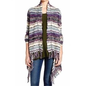 - Sun & Shadow M Blanket Stripe Hi/Lo Fringed Cardigan! NEW!